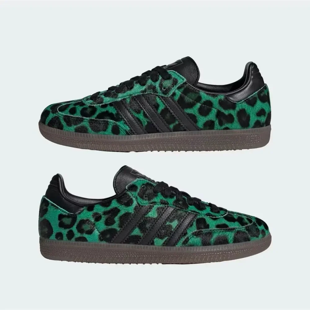ADIDAS ORIGINALS WOMEN'S 7.5 SAMBA OG LEOPARD SEMI SCREAMING GREEN HQ9374 NWOB